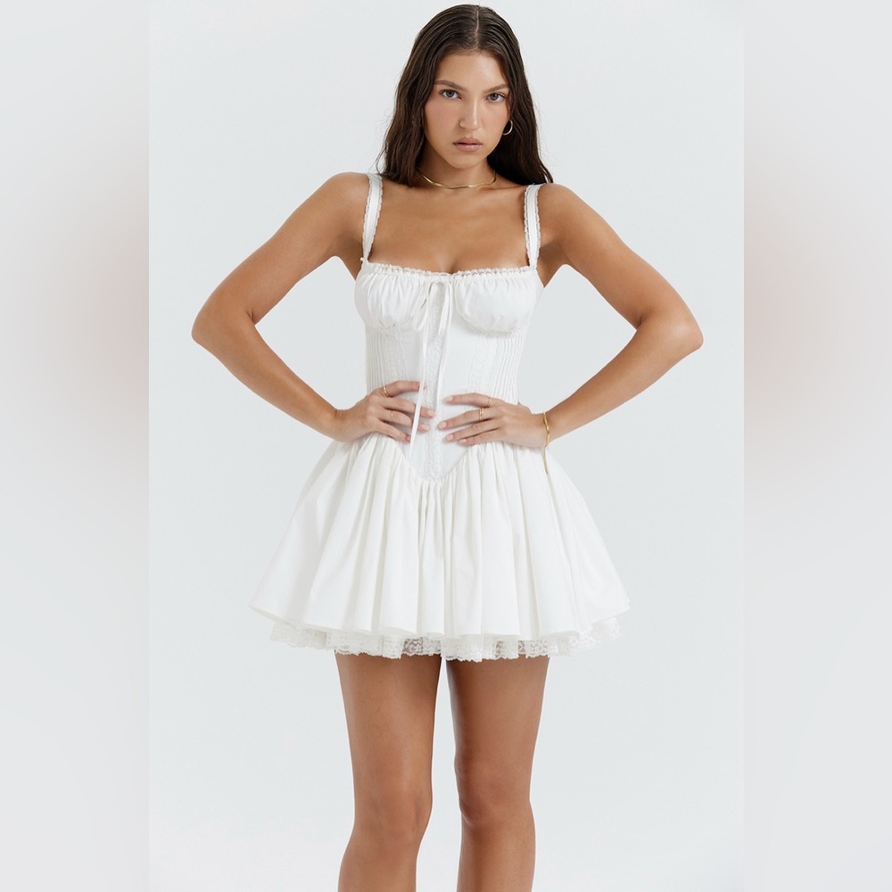 HOUSE OF CB PIETRA WHITE CORSET MINI DRESS